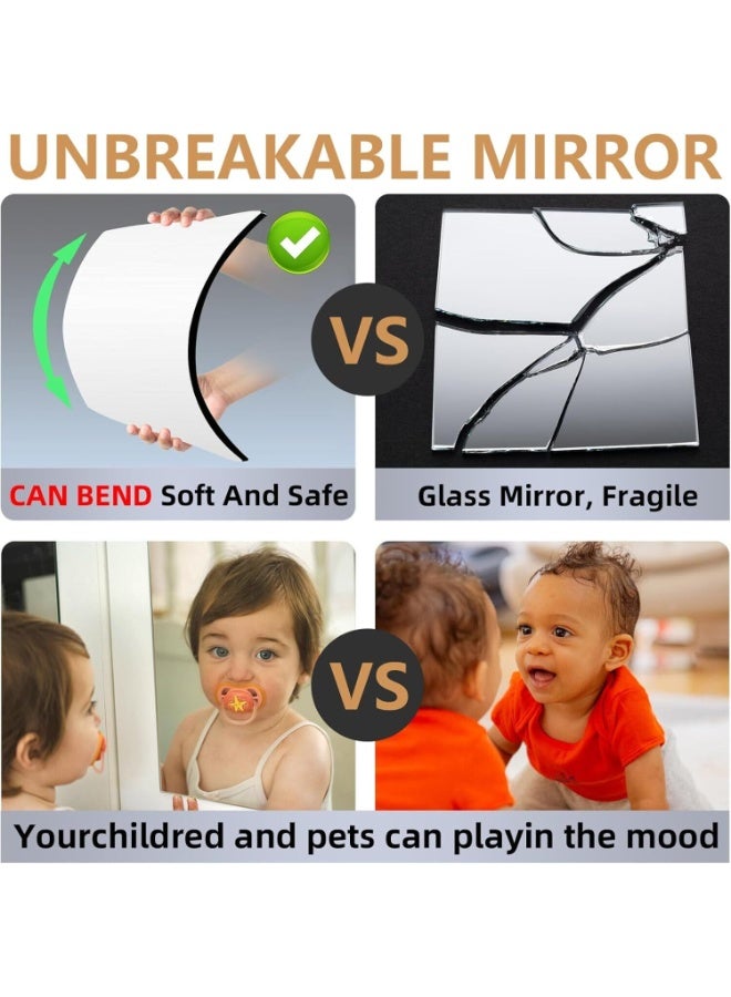 FAYET 5 Pack Stick-On Acrylic Mirror Tiles for Wall,  Shatterproof Self-Adhesive Plastic Mirrors, Non-Glass Safety Mirror Sheets for Bedroom, Home Gym, Closet and Door Decor（30×30CM） - Image 4